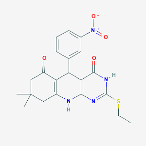 2-(ethylsulfanyl)-8,8-dimethyl-5-(3-nitrophenyl)-5,8,9,10-tetrahydropyrimido[4,5-b]quinoline-4,6(3H,7H)-dione