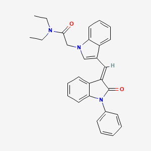 N,N-diethyl-2-{3-[(E)-(2-oxo-1-phenyl-1,2-dihydro-3H-indol-3-ylidene)methyl]-1H-indol-1-yl}acetamide