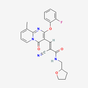 (2E)-2-cyano-3-[2-(2-fluorophenoxy)-9-methyl-4-oxo-4H-pyrido[1,2-a]pyrimidin-3-yl]-N-(tetrahydrofuran-2-ylmethyl)prop-2-enamide