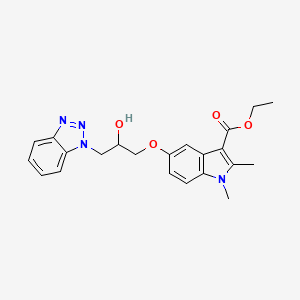 molecular formula C22H24N4O4 B11580090 ethyl 5-[3-(1H-benzotriazol-1-yl)-2-hydroxypropoxy]-1,2-dimethyl-1H-indole-3-carboxylate 