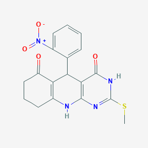 2-(methylsulfanyl)-5-(2-nitrophenyl)-5,8,9,10-tetrahydropyrimido[4,5-b]quinoline-4,6(3H,7H)-dione