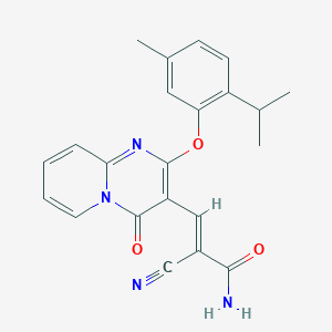 molecular formula C22H20N4O3 B11580156 (2E)-2-cyano-3-{2-[5-methyl-2-(propan-2-yl)phenoxy]-4-oxo-4H-pyrido[1,2-a]pyrimidin-3-yl}prop-2-enamide 