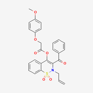 molecular formula C27H23NO7S B11580157 2-allyl-3-benzoyl-1,1-dioxido-2H-1,2-benzothiazin-4-yl (4-methoxyphenoxy)acetate 