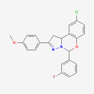 molecular formula C23H18ClFN2O2 B11580174 9-Chloro-5-(3-fluorophenyl)-2-(4-methoxyphenyl)-1,10b-dihydropyrazolo[1,5-c][1,3]benzoxazine 