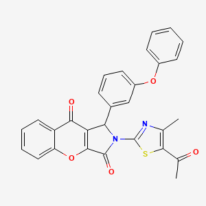 molecular formula C29H20N2O5S B11580187 2-(5-Acetyl-4-methyl-1,3-thiazol-2-yl)-1-(3-phenoxyphenyl)-1,2-dihydrochromeno[2,3-c]pyrrole-3,9-dione 