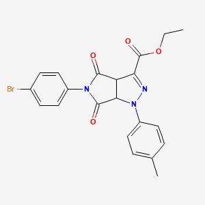 molecular formula C21H18BrN3O4 B11580188 Ethyl 5-(4-bromophenyl)-1-(4-methylphenyl)-4,6-dioxo-1,3a,4,5,6,6a-hexahydropyrrolo[3,4-c]pyrazole-3-carboxylate 