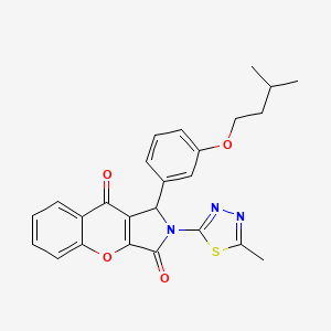 molecular formula C25H23N3O4S B11580192 1-[3-(3-Methylbutoxy)phenyl]-2-(5-methyl-1,3,4-thiadiazol-2-yl)-1,2-dihydrochromeno[2,3-c]pyrrole-3,9-dione 