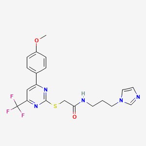 N-[3-(1H-imidazol-1-yl)propyl]-2-{[4-(4-methoxyphenyl)-6-(trifluoromethyl)pyrimidin-2-yl]sulfanyl}acetamide