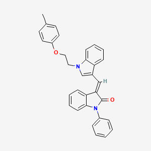 (3E)-3-({1-[2-(4-methylphenoxy)ethyl]-1H-indol-3-yl}methylidene)-1-phenyl-1,3-dihydro-2H-indol-2-one