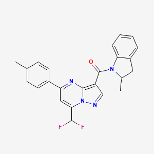 molecular formula C24H20F2N4O B11580272 [7-(difluoromethyl)-5-(4-methylphenyl)pyrazolo[1,5-a]pyrimidin-3-yl](2-methyl-2,3-dihydro-1H-indol-1-yl)methanone 