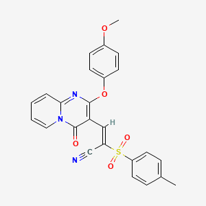 molecular formula C25H19N3O5S B11580275 (2E)-3-[2-(4-methoxyphenoxy)-4-oxo-4H-pyrido[1,2-a]pyrimidin-3-yl]-2-[(4-methylphenyl)sulfonyl]prop-2-enenitrile 