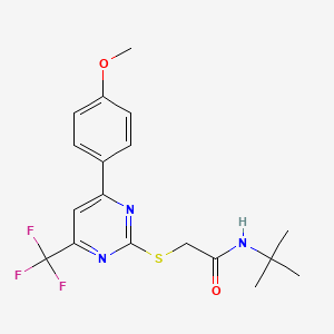 N-tert-butyl-2-{[4-(4-methoxyphenyl)-6-(trifluoromethyl)pyrimidin-2-yl]sulfanyl}acetamide