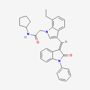 N-cyclopentyl-2-{7-ethyl-3-[(E)-(2-oxo-1-phenyl-1,2-dihydro-3H-indol-3-ylidene)methyl]-1H-indol-1-yl}acetamide