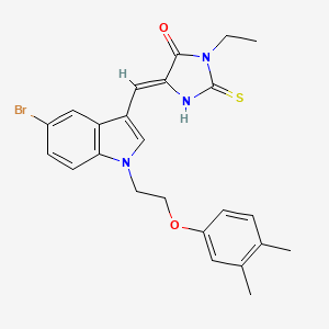 molecular formula C24H24BrN3O2S B11580343 (5Z)-5-({5-bromo-1-[2-(3,4-dimethylphenoxy)ethyl]-1H-indol-3-yl}methylidene)-3-ethyl-2-thioxoimidazolidin-4-one 