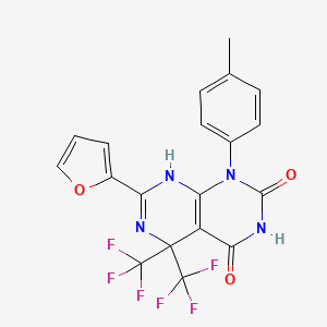 molecular formula C19H12F6N4O3 B11580369 7-(furan-2-yl)-1-(4-methylphenyl)-5,5-bis(trifluoromethyl)-5,8-dihydropyrimido[4,5-d]pyrimidine-2,4(1H,3H)-dione 