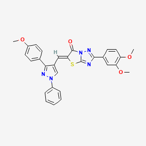 molecular formula C29H23N5O4S B11580424 (5Z)-2-(3,4-dimethoxyphenyl)-5-{[3-(4-methoxyphenyl)-1-phenyl-1H-pyrazol-4-yl]methylidene}[1,3]thiazolo[3,2-b][1,2,4]triazol-6(5H)-one 