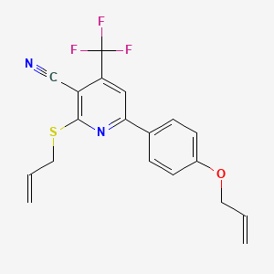 molecular formula C19H15F3N2OS B11580445 6-[4-(Prop-2-en-1-yloxy)phenyl]-2-(prop-2-en-1-ylsulfanyl)-4-(trifluoromethyl)pyridine-3-carbonitrile 