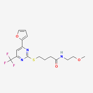 4-{[4-(furan-2-yl)-6-(trifluoromethyl)pyrimidin-2-yl]sulfanyl}-N-(2-methoxyethyl)butanamide