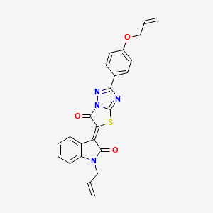 (3Z)-3-{6-oxo-2-[4-(prop-2-en-1-yloxy)phenyl][1,3]thiazolo[3,2-b][1,2,4]triazol-5(6H)-ylidene}-1-(prop-2-en-1-yl)-1,3-dihydro-2H-indol-2-one