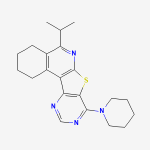 molecular formula C21H26N4S B11580563 13-piperidin-1-yl-8-propan-2-yl-11-thia-9,14,16-triazatetracyclo[8.7.0.02,7.012,17]heptadeca-1,7,9,12,14,16-hexaene 