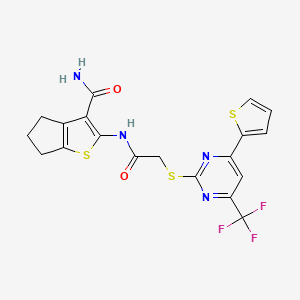 2-[({[4-(thiophen-2-yl)-6-(trifluoromethyl)pyrimidin-2-yl]sulfanyl}acetyl)amino]-5,6-dihydro-4H-cyclopenta[b]thiophene-3-carboxamide