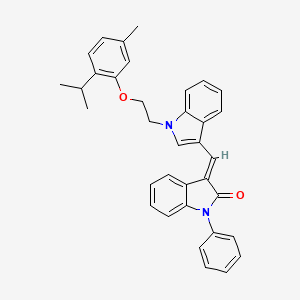 (3E)-3-[(1-{2-[5-methyl-2-(propan-2-yl)phenoxy]ethyl}-1H-indol-3-yl)methylidene]-1-phenyl-1,3-dihydro-2H-indol-2-one