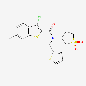 molecular formula C19H18ClNO3S3 B11580594 3-chloro-N-(1,1-dioxo-1lambda6-thiolan-3-yl)-6-methyl-N-[(thiophen-2-yl)methyl]-1-benzothiophene-2-carboxamide 