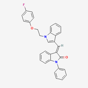 molecular formula C31H23FN2O2 B11580603 (3E)-3-({1-[2-(4-fluorophenoxy)ethyl]-1H-indol-3-yl}methylidene)-1-phenyl-1,3-dihydro-2H-indol-2-one 