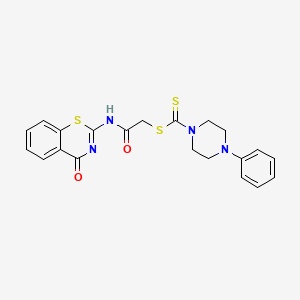 molecular formula C21H20N4O2S3 B11580617 2-oxo-2-[(4-oxo-4H-1,3-benzothiazin-2-yl)amino]ethyl 4-phenylpiperazine-1-carbodithioate 