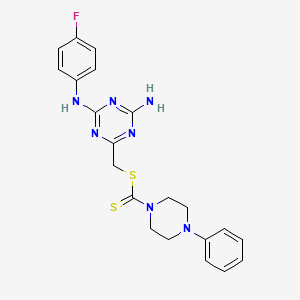 {4-Amino-6-[(4-fluorophenyl)amino]-1,3,5-triazin-2-yl}methyl 4-phenylpiperazine-1-carbodithioate