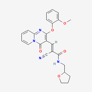 molecular formula C24H22N4O5 B11580642 (2E)-2-cyano-3-[2-(2-methoxyphenoxy)-4-oxo-4H-pyrido[1,2-a]pyrimidin-3-yl]-N-(tetrahydrofuran-2-ylmethyl)prop-2-enamide 