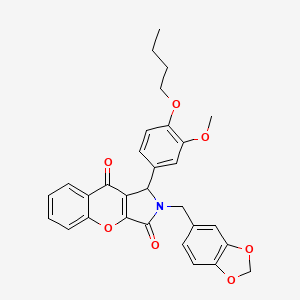 2-(1,3-Benzodioxol-5-ylmethyl)-1-(4-butoxy-3-methoxyphenyl)-1,2-dihydrochromeno[2,3-c]pyrrole-3,9-dione