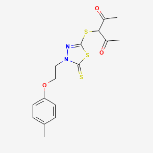 Pentane-2,4-dione, 3-[5-thioxo-4-(2-p-tolyloxyethyl)-4,5-dihydro-[1,3,4]thiadiazol-2-ylsulfanyl]-