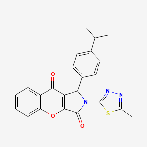 molecular formula C23H19N3O3S B11580756 2-(5-Methyl-1,3,4-thiadiazol-2-yl)-1-[4-(propan-2-yl)phenyl]-1,2-dihydrochromeno[2,3-c]pyrrole-3,9-dione 