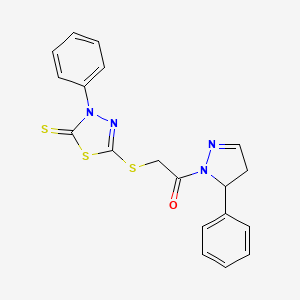 1-(5-phenyl-4,5-dihydro-1H-pyrazol-1-yl)-2-[(4-phenyl-5-thioxo-4,5-dihydro-1,3,4-thiadiazol-2-yl)sulfanyl]ethanone