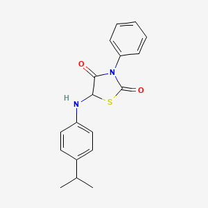 molecular formula C18H18N2O2S B11580778 3-Phenyl-5-{[4-(propan-2-yl)phenyl]amino}-1,3-thiazolidine-2,4-dione 