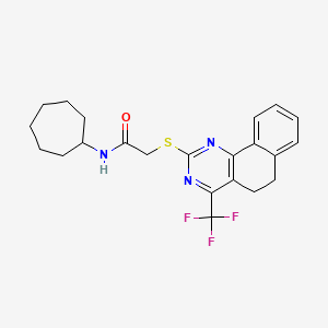 N-cycloheptyl-2-{[4-(trifluoromethyl)-5,6-dihydrobenzo[h]quinazolin-2-yl]sulfanyl}acetamide