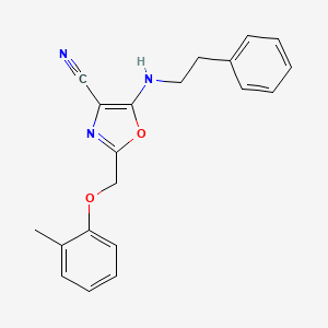 2-[(2-Methylphenoxy)methyl]-5-[(2-phenylethyl)amino]-1,3-oxazole-4-carbonitrile