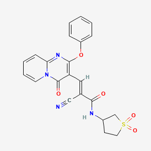 molecular formula C22H18N4O5S B11580828 (2E)-2-cyano-N-(1,1-dioxidotetrahydrothiophen-3-yl)-3-(4-oxo-2-phenoxy-4H-pyrido[1,2-a]pyrimidin-3-yl)prop-2-enamide 