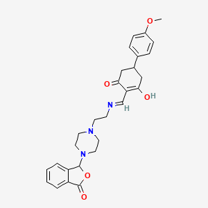 molecular formula C28H31N3O5 B11580850 5-(4-Methoxyphenyl)-2-[({2-[4-(3-oxo-1,3-dihydro-2-benzofuran-1-yl)piperazin-1-yl]ethyl}amino)methylidene]cyclohexane-1,3-dione 