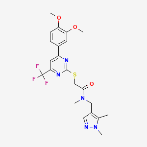 2-[4-(3,4-Dimethoxy-phenyl)-6-trifluoromethyl-pyrimidin-2-ylsulfanyl]-N-(1,5-dimethyl-1H-pyrazol-4-ylmethyl)-N-methyl-acetamide