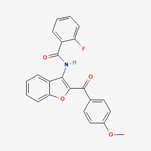 molecular formula C23H16FNO4 B11580863 2-fluoro-N-[2-(4-methoxybenzoyl)-1-benzofuran-3-yl]benzamide 