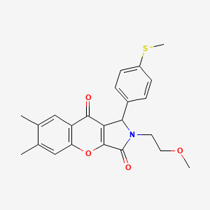 molecular formula C23H23NO4S B11580868 2-(2-Methoxyethyl)-6,7-dimethyl-1-[4-(methylsulfanyl)phenyl]-1,2-dihydrochromeno[2,3-c]pyrrole-3,9-dione 