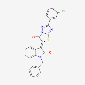 molecular formula C25H15ClN4O2S B11580901 (3Z)-1-benzyl-3-[2-(3-chlorophenyl)-6-oxo[1,3]thiazolo[3,2-b][1,2,4]triazol-5(6H)-ylidene]-1,3-dihydro-2H-indol-2-one 