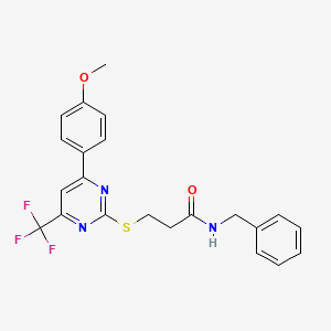 N-Benzyl-3-[4-(4-methoxy-phenyl)-6-trifluoromethyl-pyrimidin-2-ylsulfanyl]-propionamide