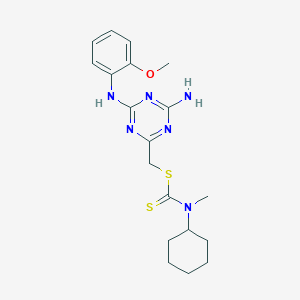 molecular formula C19H26N6OS2 B11580934 {4-Amino-6-[(2-methoxyphenyl)amino]-1,3,5-triazin-2-yl}methyl cyclohexyl(methyl)carbamodithioate 