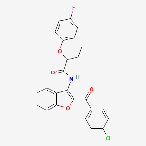 molecular formula C25H19ClFNO4 B11580936 N-[2-(4-chlorobenzoyl)-1-benzofuran-3-yl]-2-(4-fluorophenoxy)butanamide 