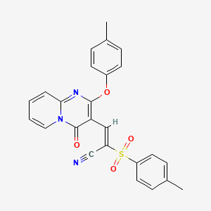 molecular formula C25H19N3O4S B11580950 (2E)-3-[2-(4-methylphenoxy)-4-oxo-4H-pyrido[1,2-a]pyrimidin-3-yl]-2-[(4-methylphenyl)sulfonyl]prop-2-enenitrile 