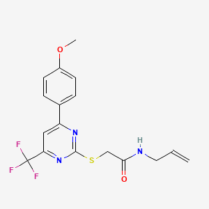 2-{[4-(4-methoxyphenyl)-6-(trifluoromethyl)pyrimidin-2-yl]sulfanyl}-N-(prop-2-en-1-yl)acetamide