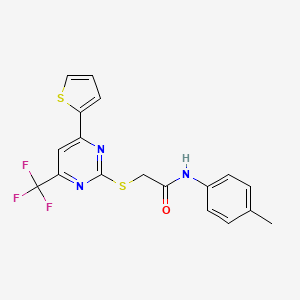 N-(4-methylphenyl)-2-{[4-(thiophen-2-yl)-6-(trifluoromethyl)pyrimidin-2-yl]sulfanyl}acetamide